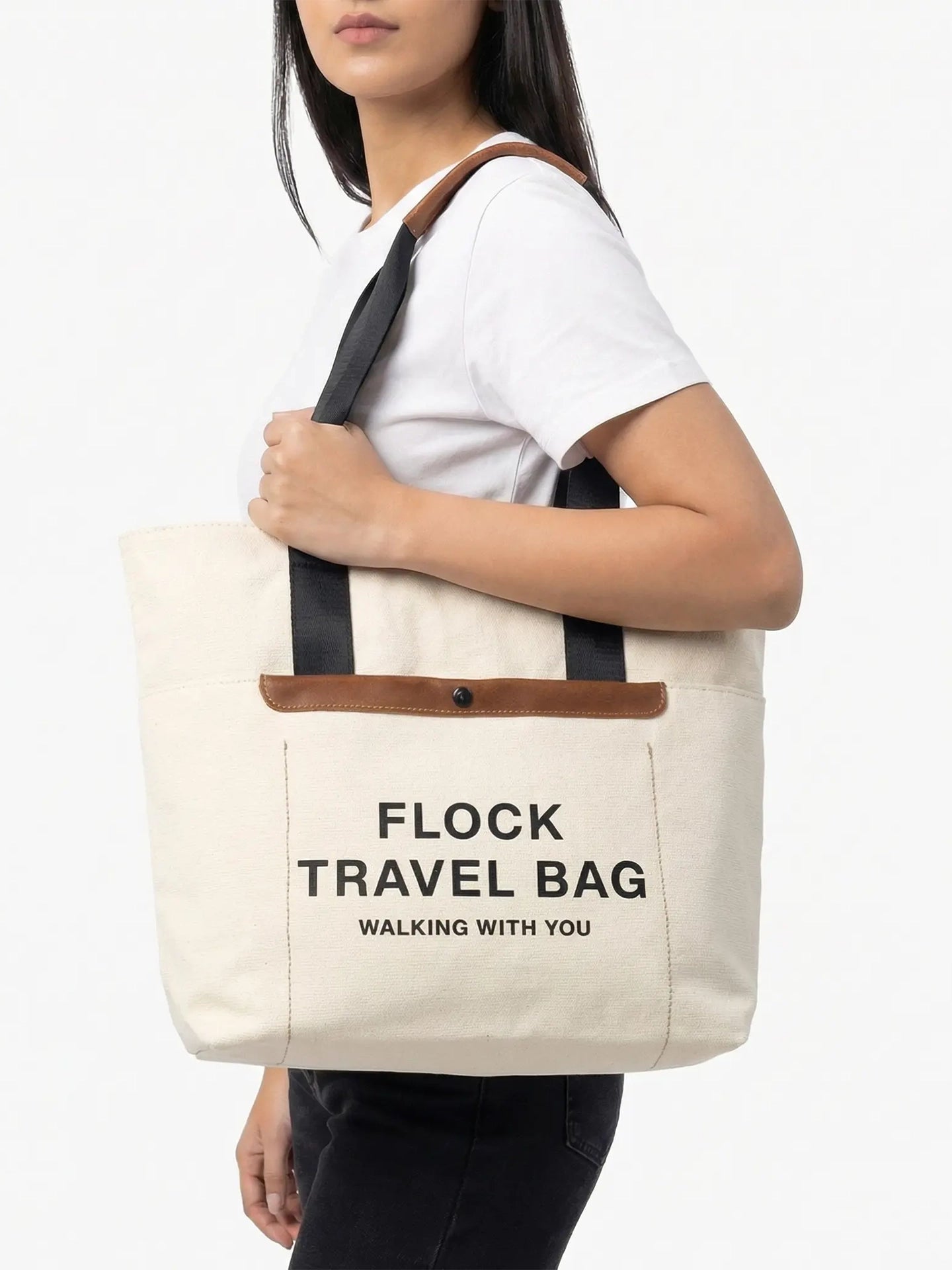 Totebag Nomad Voyage Crema Modelo